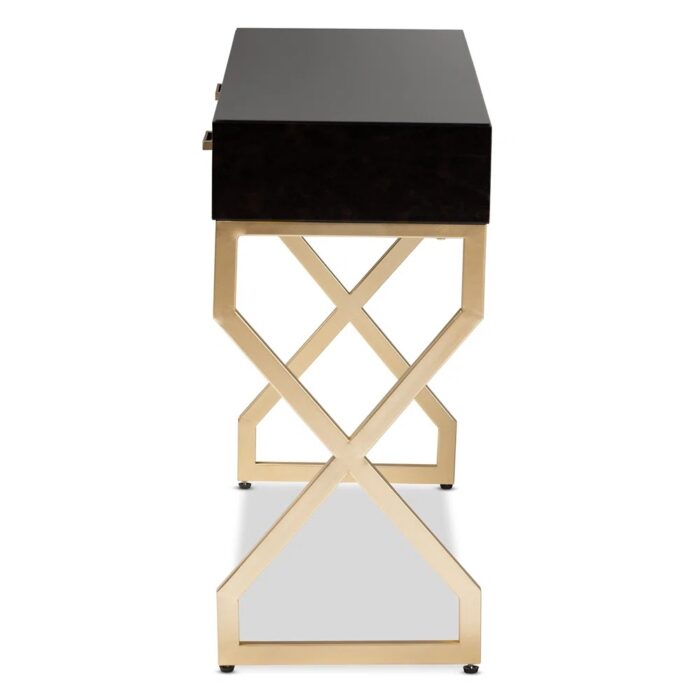 Futrnshine - Roxbury 41.3'' 2-Drawer Console Table (Dark Brown/Gold) - Image 4