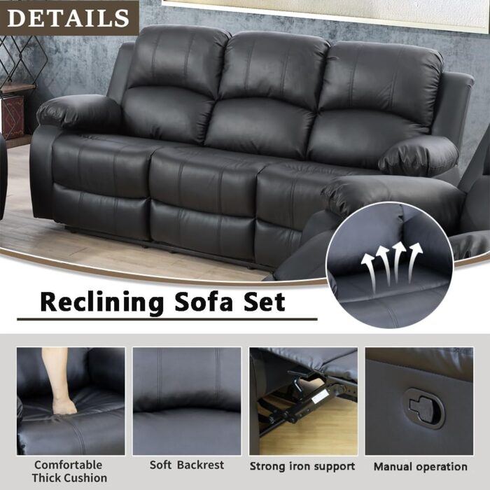 Furnshine - Jarrett Luxury Leather Recliner Sofa with Loveseat & Chair - Image 2