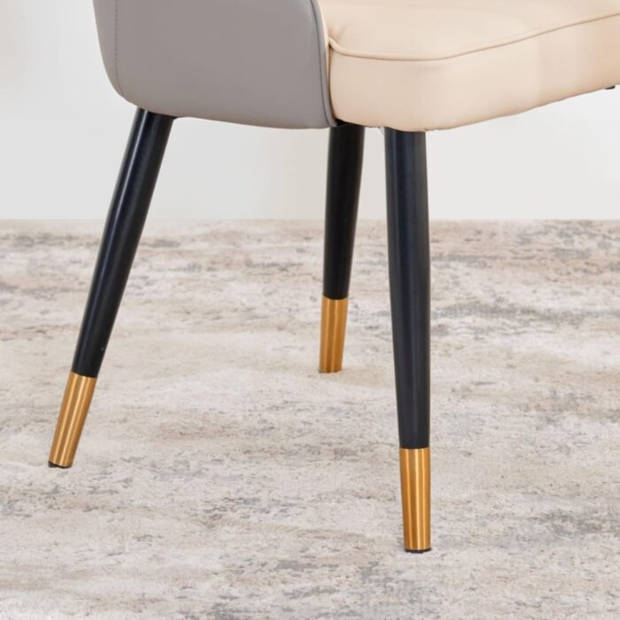 Furn Shine - Marigold Set of 2 Faux Leather Dining Chairs - Beige - Image 3