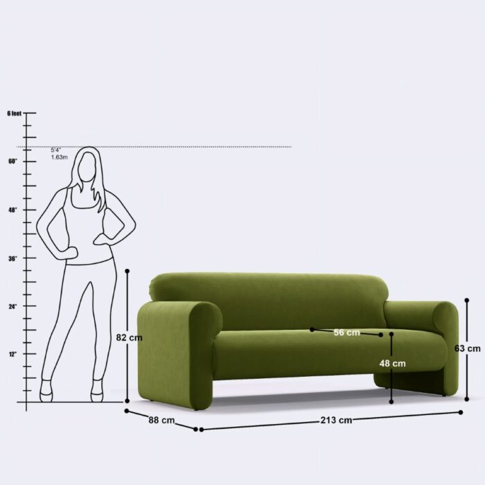 Furn Shine - The Classic Roll Arm 3- Seater Sofa - Olive Green - Image 5