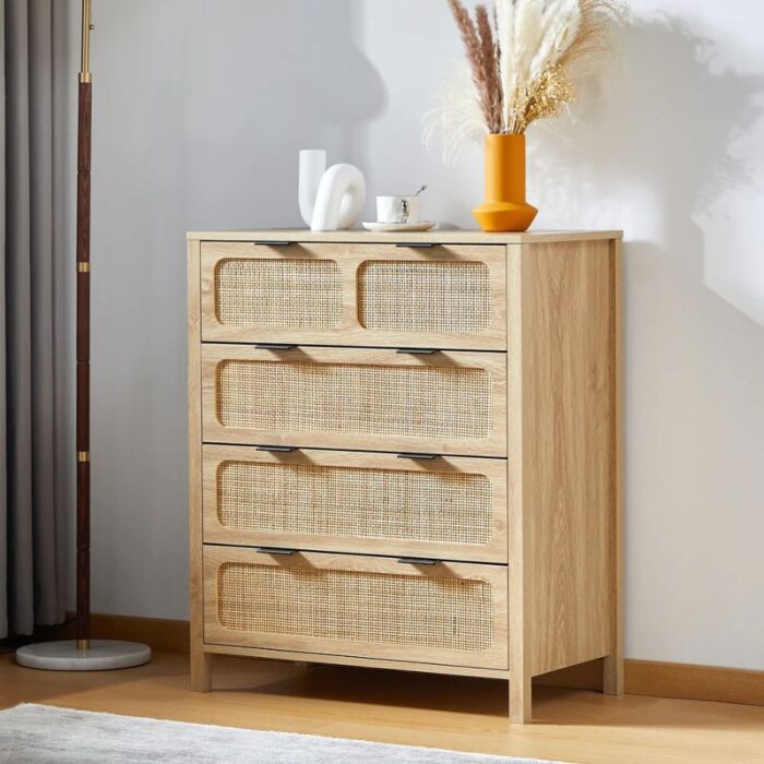 Furnshine - Simpson Wooden Rattan Finish 4-Drawer Chest of Drawer - Image 14