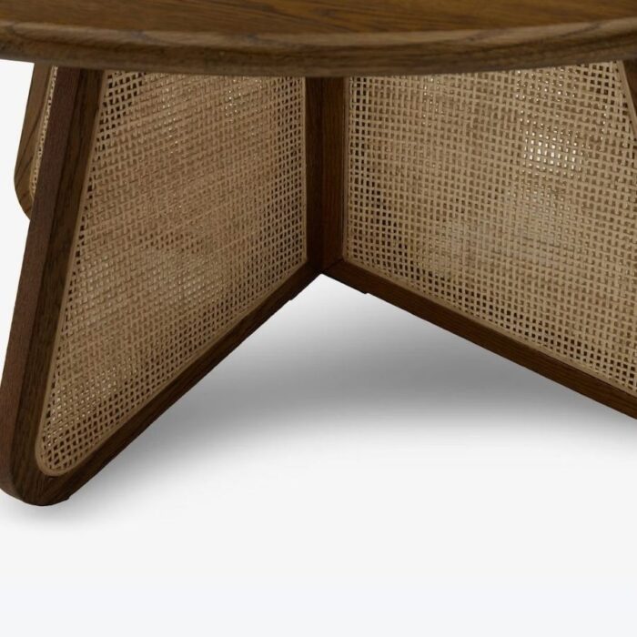Furn Shine - Butterfly Rattan Coffee Table in Solid Wood with Natural Cane Legs - Image 6