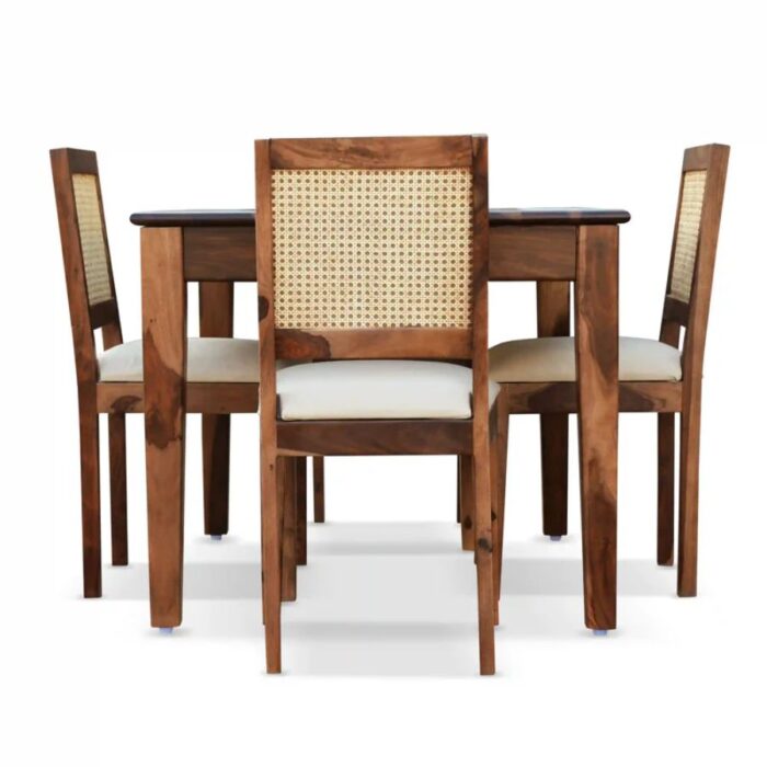 Furnshine - Aaralyn Solid Wood Cane 4 Seater Dining Table Set - Image 8
