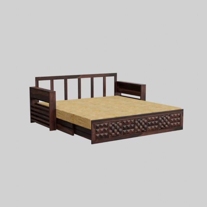 Furnshine - Blakely 3-Seater Solid Sheesham Wood Sofa Bed (Walnut Finish) - Image 4
