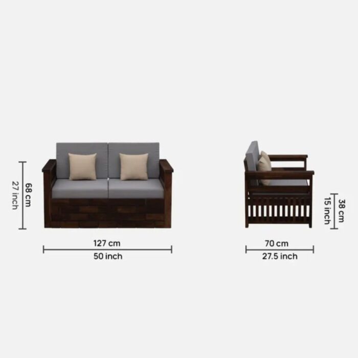 Furn Shine Naptide Solid Wood 2 Seater Sofa - Image 6