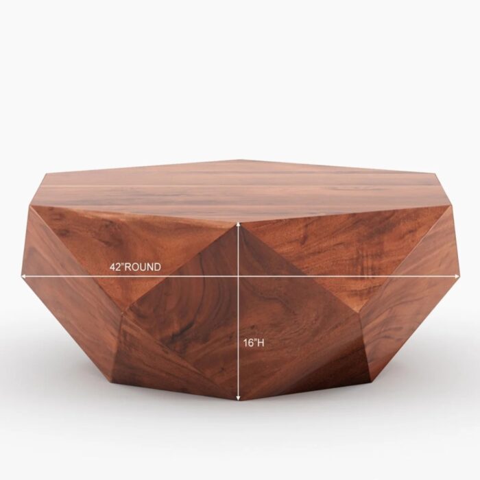 Furnshine - Selby Solid Sheesham Wood Geometrical Shape Coffee Table - Image 6