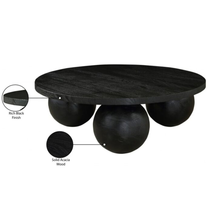 Furnshine - Rad 39" Solid Wood Round Coffee Table with Ball Shape Base - Image 3