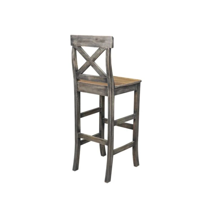 Furnshine - Clive Solid Wood Set of 2 Bar Stool in Vintage Finish - Image 5