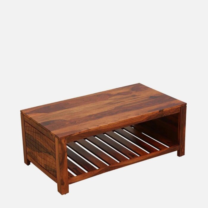 Furnshine - Payne Sheesham Wood Rectangular Coffee Table in Honey Oak Finish - Image 4
