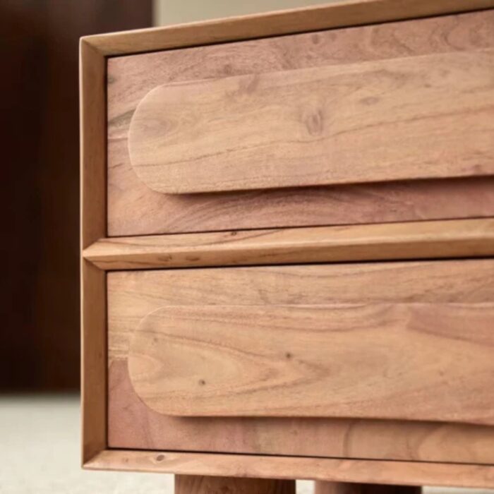 Furnshine - Raines Solid Wood Two Drawer Bedside Table - Natural Finish - Image 5