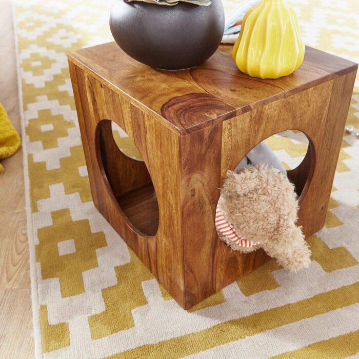 Furnshine - Wayland Sheesham Wood Side Table in Cube Form - Image 4