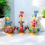 Furnshine - Sly Handcrafted Multicolor Rajasthani Musician Figurine Set – Traditional Metal Showpiece for Table & Home Decor (Set of 3) - Image 2