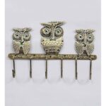 Furnshine - Lyndon Golden Metal Owl Key Holder for Wall | 3 Owls, 6 Hooks Entryway Key & Umbrella Hanger for Home Decor - Image 2