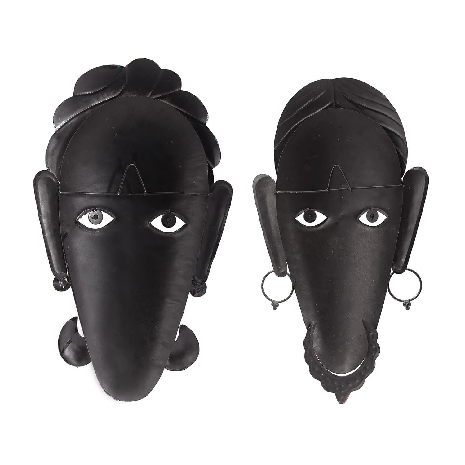 617Woah8FDL._SL1500_.jpg Furn Shine - Iron Rajasthani Human Mask for Wall Decoration, Elegant and Artistic Iron Mask for Living Room, Bedroom, or Office, Stylish Wall Hanging for Homes and Studios - Image 5