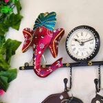 Furnshine - Shaw Ganesha Wall Clock with Two Key Holder | Handcrafted Spiritual Wall Decor & Entryway Organizer - Image 3