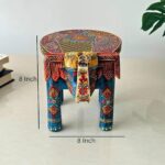 Furnshine - Hopper Handcrafted Wooden Elephant Stool – Multicolor Rajasthani Art | Decorative Indian Accent Table - Image 3