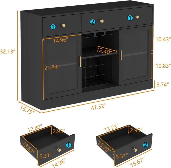 Furnshine - Kendal Wine Bar Cabinet with LED Light - Image 13