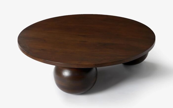 Furnshine - Rad 39" Solid Wood Round Coffee Table with Ball Shape Base - Image 8