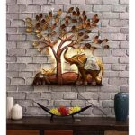 Furnshine - Fenton Elephant Under Tree Metal Wall Décor | Decorative Elephant Wall Art with LED for Living Room & Home