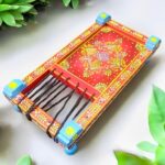 Furnshine - Clifton Handcrafted Wooden Charpai– Ethnic Hand-Painted Decorative Khatiya/Maacha for Home, Pooja, and Festive Decor - Image 2