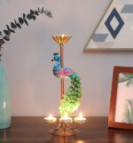Furnshine - Tammy Handcrafted Metal Peacock T-Light Holder for Festive Home Decor, Diwali, Housewarming & Pooja - Image 2