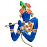 Furnshine - Aldrich Handcrafted Krishna Tealight Candle Holder – Blue Metal Flute Playing Figurine Artistic Festival Decor Showpiece - Image 3