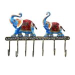 Furnshine - Hayden Multicolor Iron Elephant Key Holder for Wall | Handcrafted Metal Key Hanger with 7 Hooks | Decorative Elephant Wall Key Stand for Home & Office - Image 4