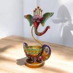 Furnshine - Gary Handcrafted Ganesha Candle Holder – Multicolor Metal Tealight Stand Decorative Spiritual Showpiece (Red & Green) - Image 5
