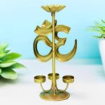 Furnshine - Nelson Handcrafted Metal Om Decorative Diya Stand for Home Decor & Puja | Elegant Hindu Religious Showpiece - Image 4