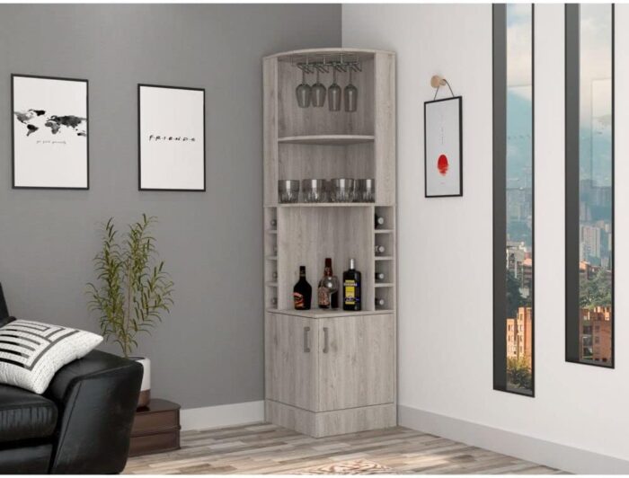 Furnshine - Bosley Corner Bar Cabinet Featuring Glass Rack & Built-in Wine Storage - Image 14