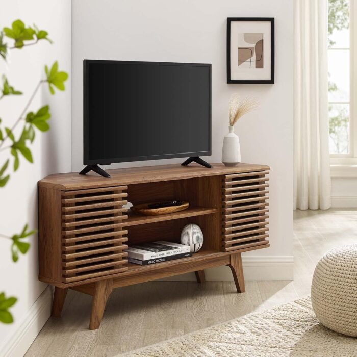 Furnshine - Modway Render 46" Corner TV Stand With Wal Finish - Image 10