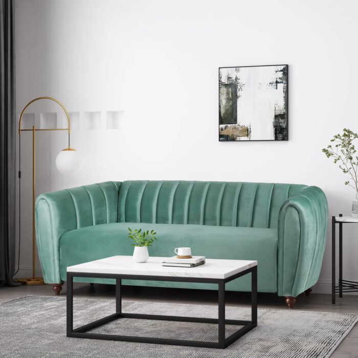 Furnshine - Alexus 77.25'' 3+1 Seater Velvet Tuxedo Arm Sofa - Image 11