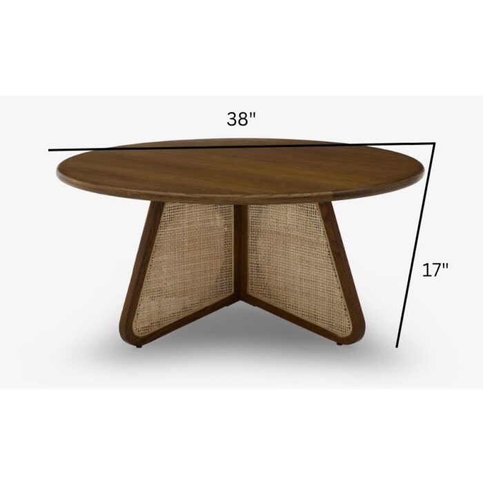 Furn Shine - Butterfly Rattan Coffee Table in Solid Wood with Natural Cane Legs - Image 7