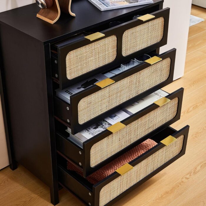 Furnshine - Simpson Wooden Rattan Finish 4-Drawer Chest of Drawer - Image 5