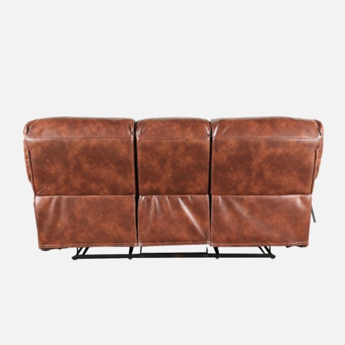 Furnshine - Tristram Leather Fabric Three Seater Recliner Sofa (Brown) - Image 6