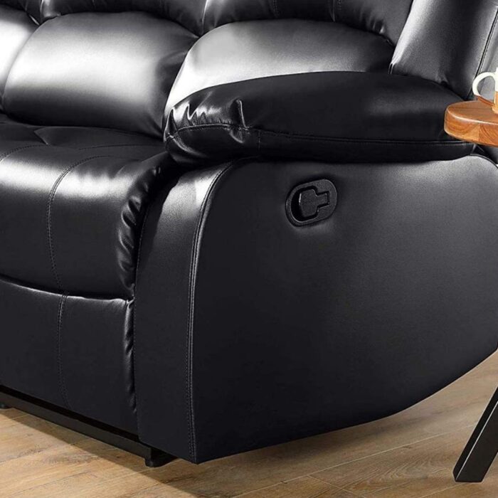 Furnshine - Ceil PU Leatherette 3-Seater Recliner Sofa (Black) - Image 3