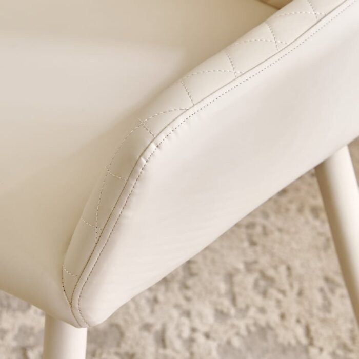 Furnshine Alfie Set of 2 Faux Leather Dining Chairs - Cream - Image 4