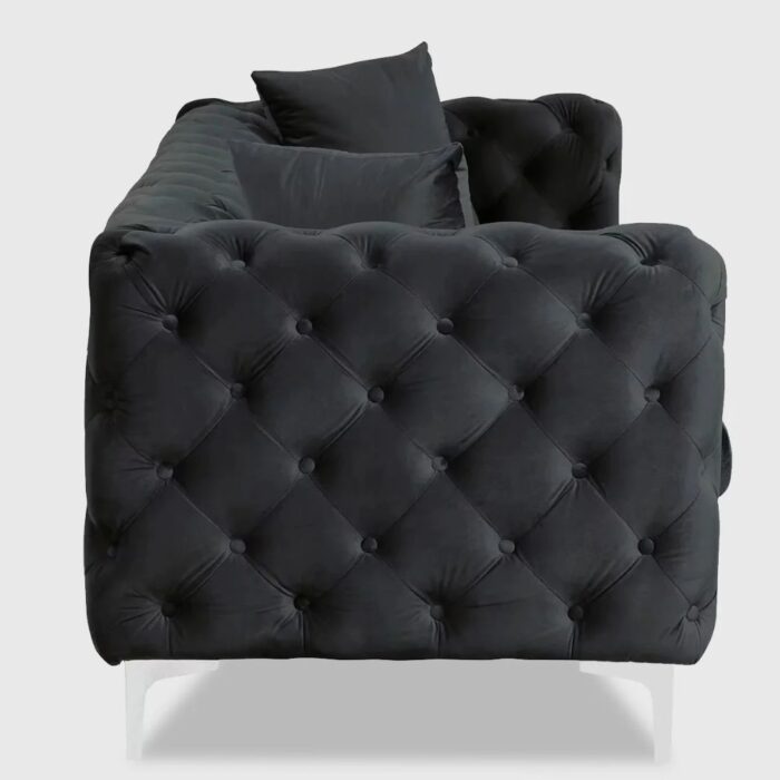 Furn Shine - Valens Chesterfield Classic Three Seater Black Sofa - Image 3