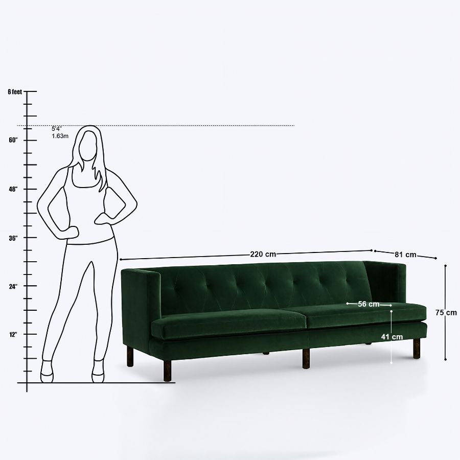 xr:d:DAFfBoU2ugw:8,j:2039552378,t:23040306 Furn Shine - The Cicero Emerald Green Velvet 3 Seater Sofa - Image 5