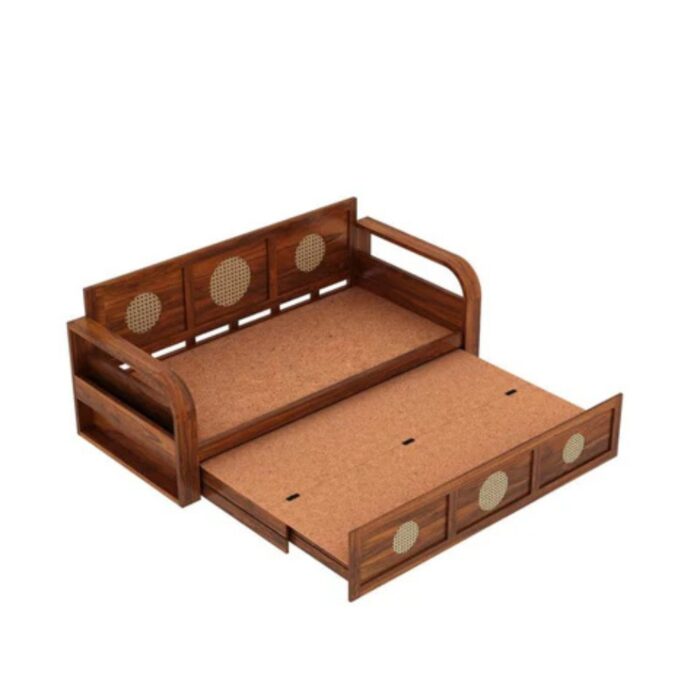 Furnshine - Barker Solid Sheesham Wood 3 Seater Sofa Cum Bed with Headboard Design - Image 6