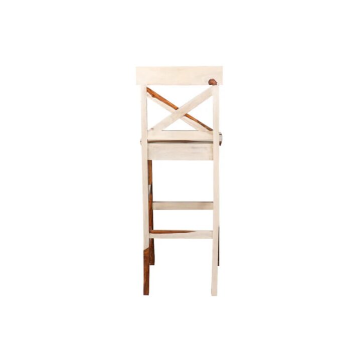 Furnshine - Lenora Solid Wood Set of 2 Bar Stool in White and Teak Finish - Image 6