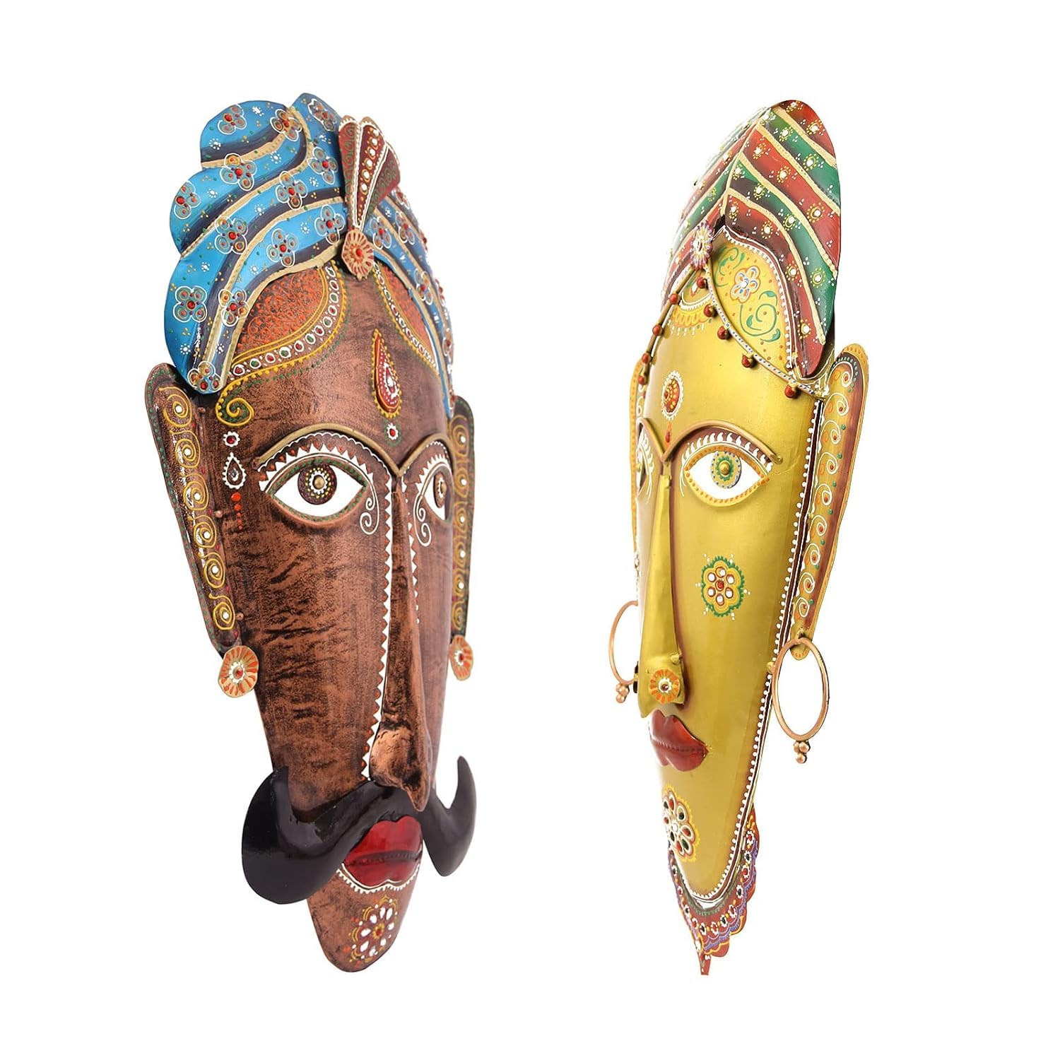 71I4ZpqZ96L._SL1500_.jpg Furn Shine - Iron Rajasthani Human Mask for Wall Decoration, Elegant and Artistic Iron Mask for Living Room, Bedroom, or Office, Stylish Wall Hanging for Homes and Studios - Image 4