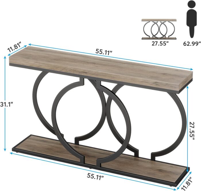Furnshine - Sisley 55.11 inch Console Table with O Shape Metal Legs - Image 13