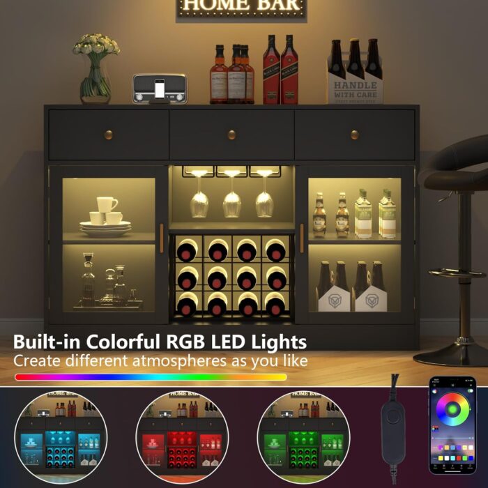 Furnshine - Kendal Wine Bar Cabinet with LED Light - Image 12