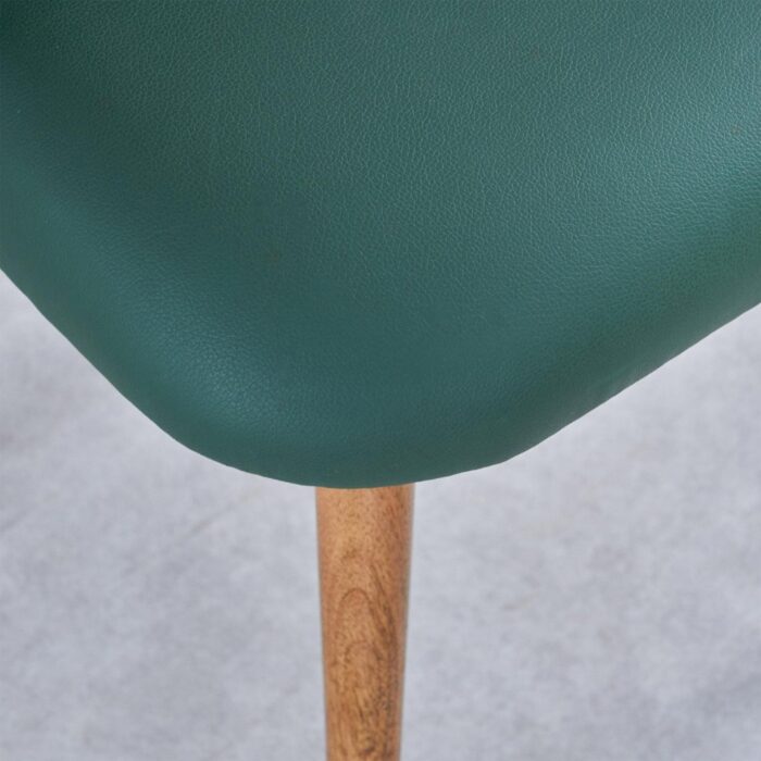 Furnshine - Rue Mango Wood Frame Set of 2 Faux Leather Seating Dining Chair - Green - Image 6