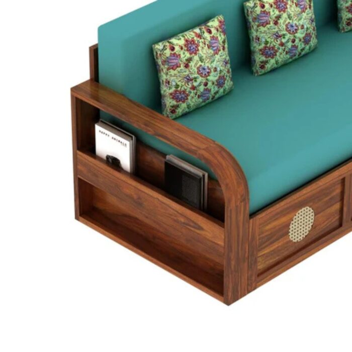 Furnshine - Barker Solid Sheesham Wood 3 Seater Sofa Cum Bed with Headboard Design - Image 8