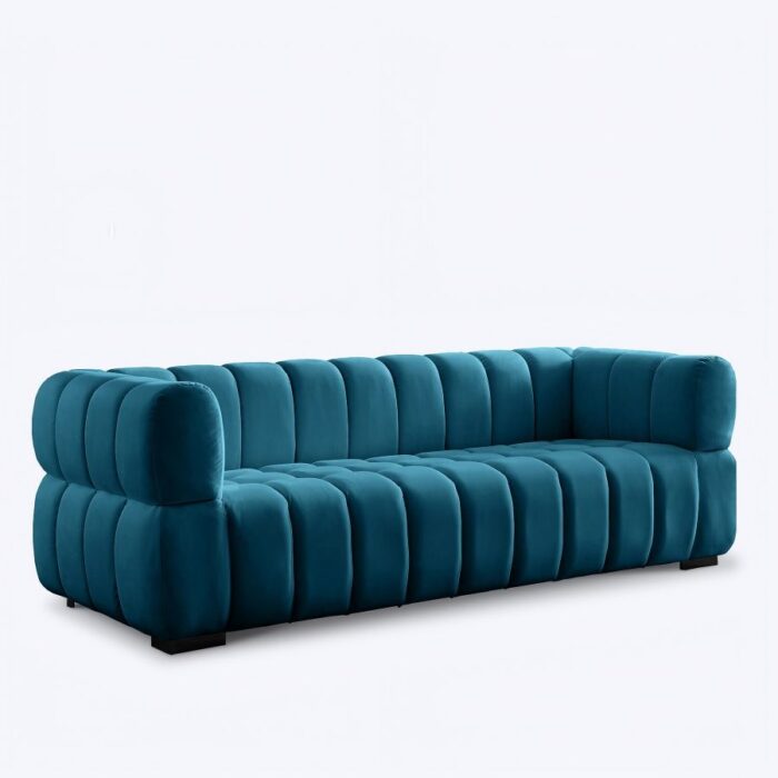 Furn Shine- The Gezal Velvet Tuxedo Arm Sofa 3-Person Sofa - Image 3