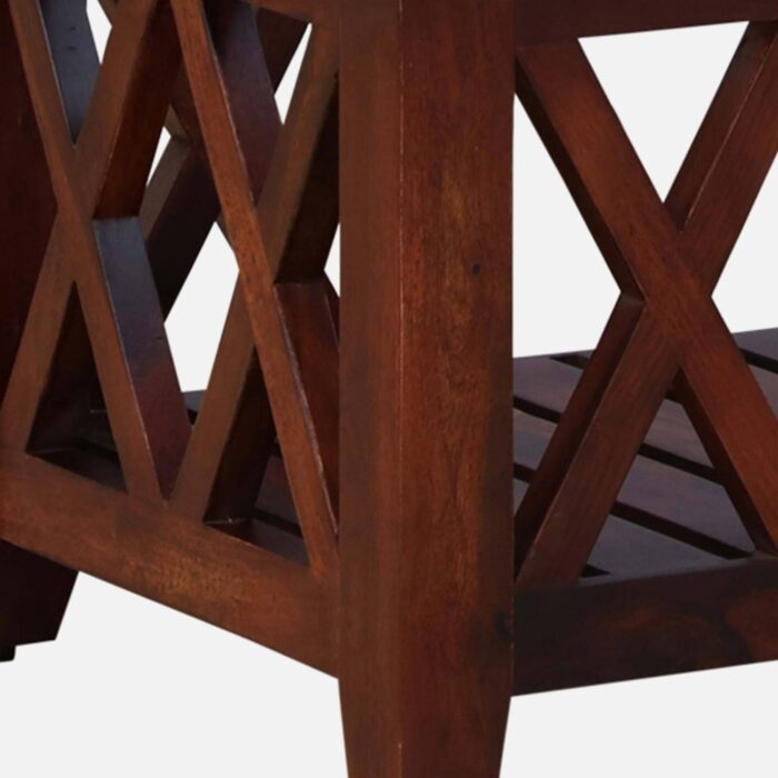 Furnshin - Rekker Sheesham Wood Coffee Table With Open Shelf & Glass Top - Image 6