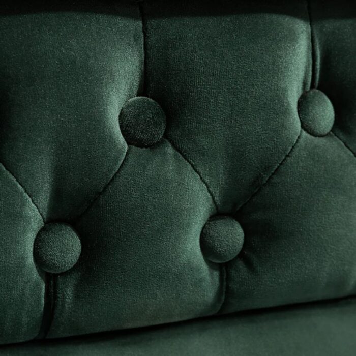 Furn Shine - Victor 3 Seater Bottle Green Velvet Chesterfield Sofa - Image 4