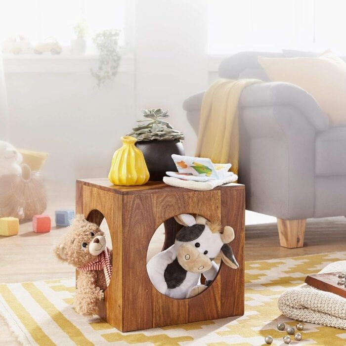 Furnshine - Wayland Sheesham Wood Side Table in Cube Form - Image 3